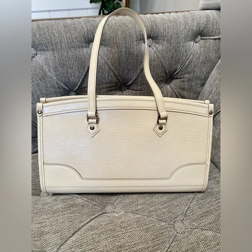 Louis Vuitton Cream Epi Leather Shoulder Tote with Matching Wallet